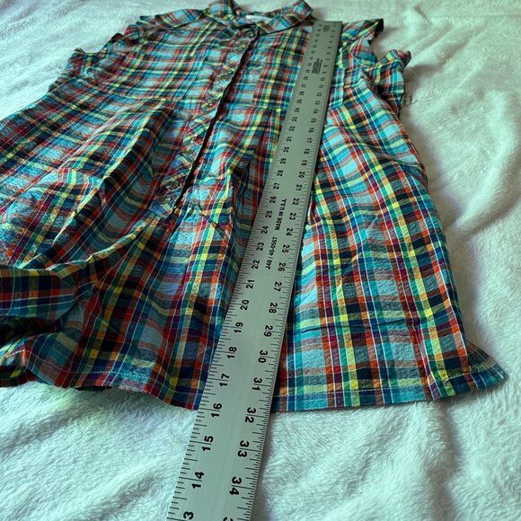 Urban Outfitters Womens Zoey Workwear Romper Medium Short Sleeve Plaid Blue Red - Picture 7 of 11